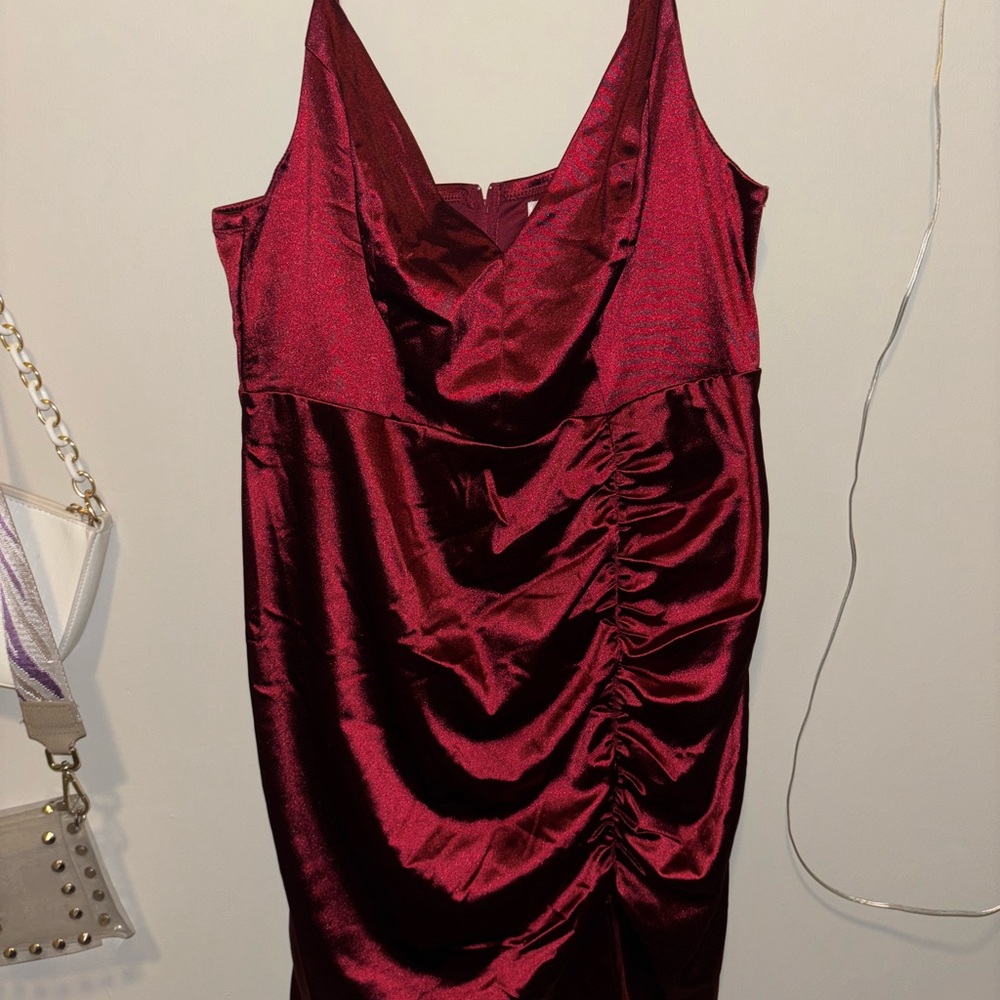 Women’s burgundy satin dress